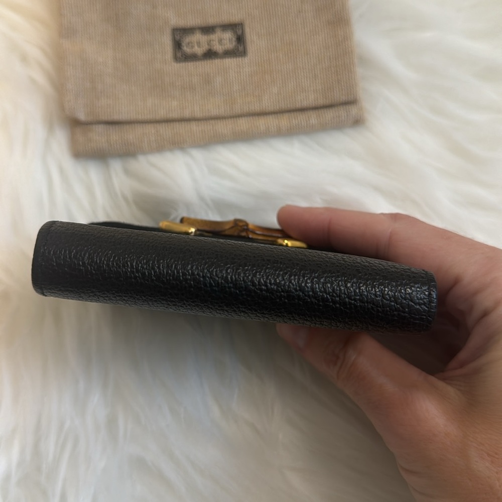 Gucci Leather & Suede Bamboo Wallet vintage black - Picture 6 of 12